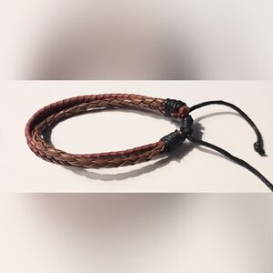 Men's‎ bracelet leather braided brown new d72